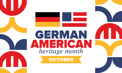 German-American Heritage Month. Happy holiday celebrate annual in October. Germany and United States flag. Culture month. Patriotic design. Poster, card, banner, template. Vector illustration