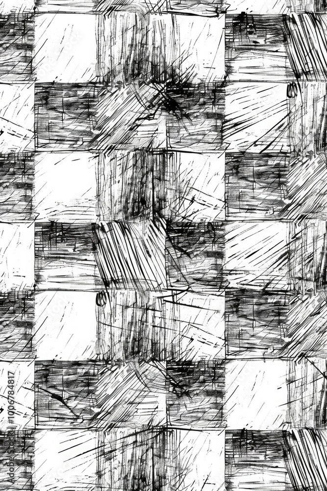 Poster A simple black and white drawing of a checkered pattern, suitable for use in designs where a subtle texture is needed