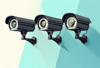 Surveillance Cameras Represents security, monitoring, and surveillance technology.