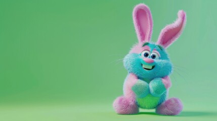 Obraz premium Animation style featuring a pink and blue bunny with floppy ears