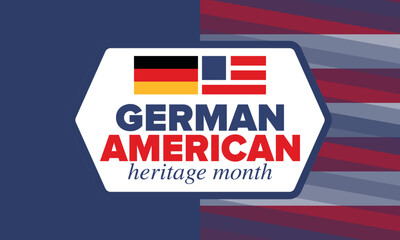 German-American Heritage Month. Happy holiday celebrate annual in October. Germany and United States flag. Culture month. Patriotic design. Poster, card, banner, template. Vector illustration