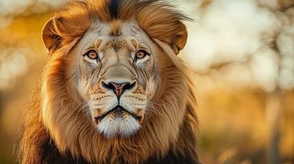 Obraz premium Animal Majesty. Produce a stunning close-up of a wild lion in its natural habitat