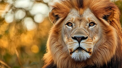 Fototapeta premium Animal Majesty. Produce a stunning close-up of a wild lion in its natural habitat
