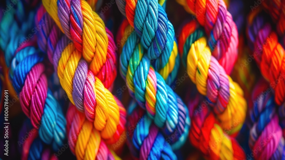 Poster a detailed view of various colored threads
