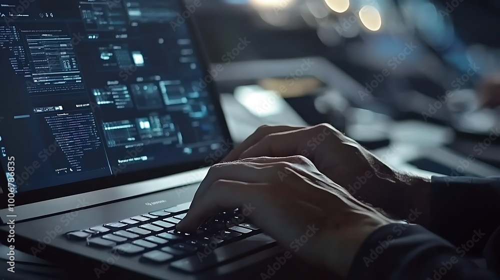 Poster engineers monitoring energy distribution via keyboards and touchscreens