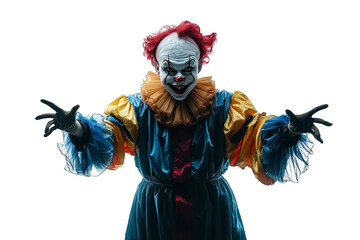 Fototapeta premium Creepy clown from a horror movie on a transparent background