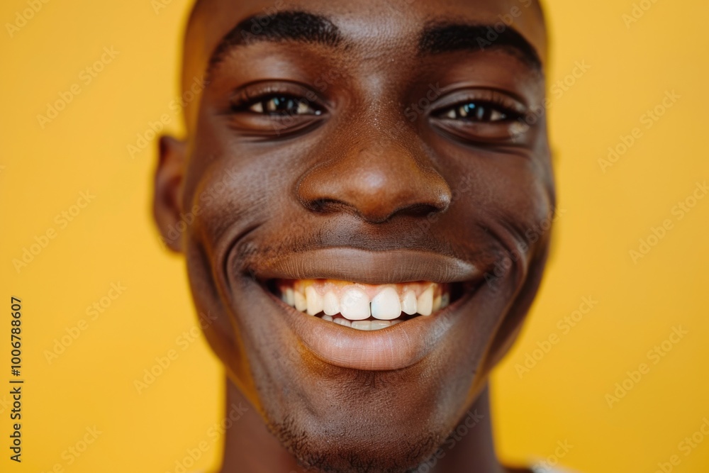 Poster close-up portrait of a person with a happy expression, suitable for various uses including personal 