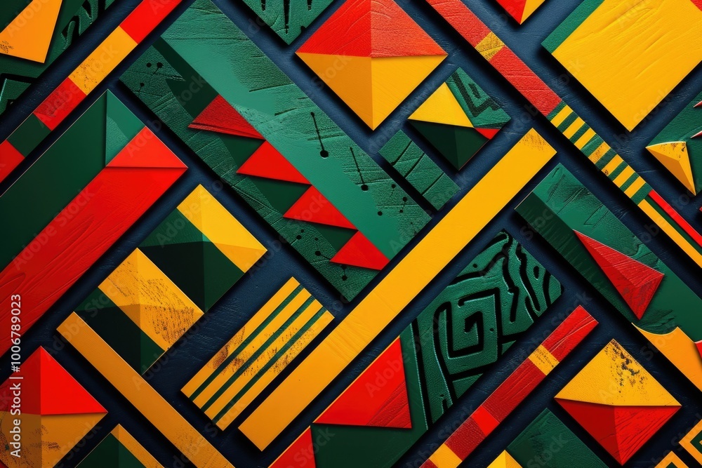 Poster A close-up view of a wall with various colored textures and patterns
