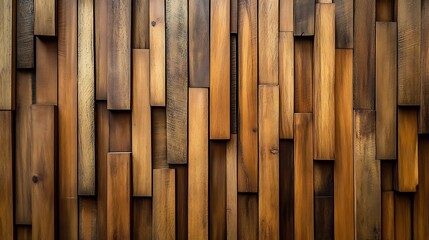  Wall made of wood. Wooden panels made from slats. Texture of vertical timber lines. Modern interior design from planks. Decorative surface for the construction of fences and facades. 