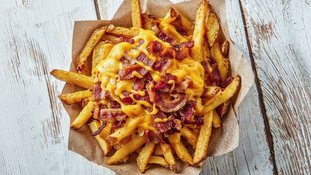Delicious Loaded Cheese Fries with Crispy Bacon Topping