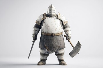 Obraz premium HighQuality 3D Fantasy Warrior Model in TPose for Animation with Weapons and RiggingFriendly Design