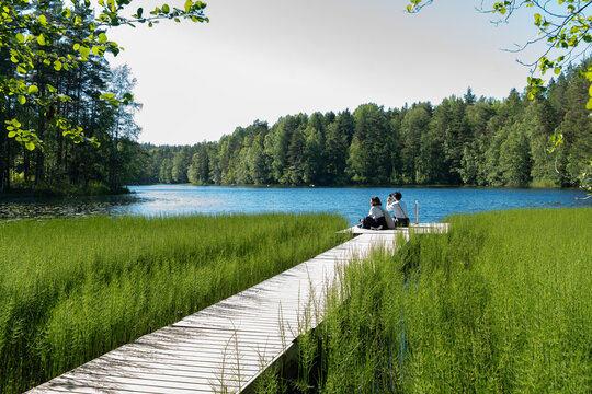 View of The Haukkalampi in summer, Nuuksio National Park, Espoo, Finland.