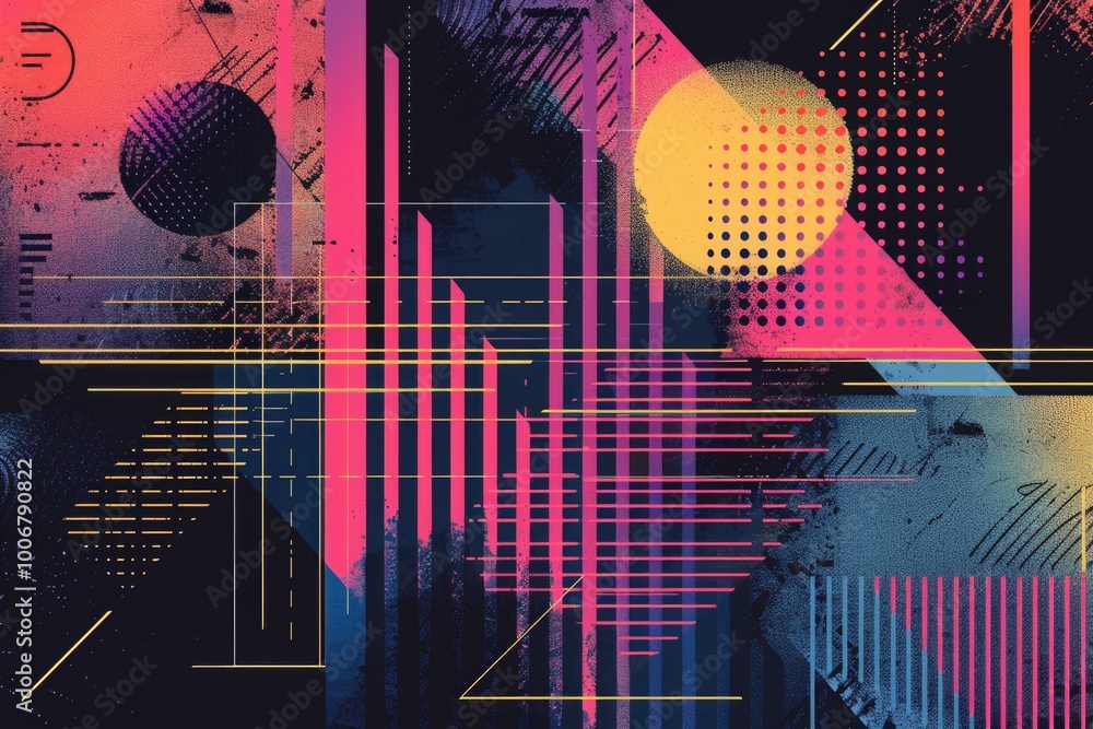 Poster a vibrant design featuring numerous lines and shapes