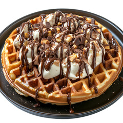 Chocolat nutella waffle, white background