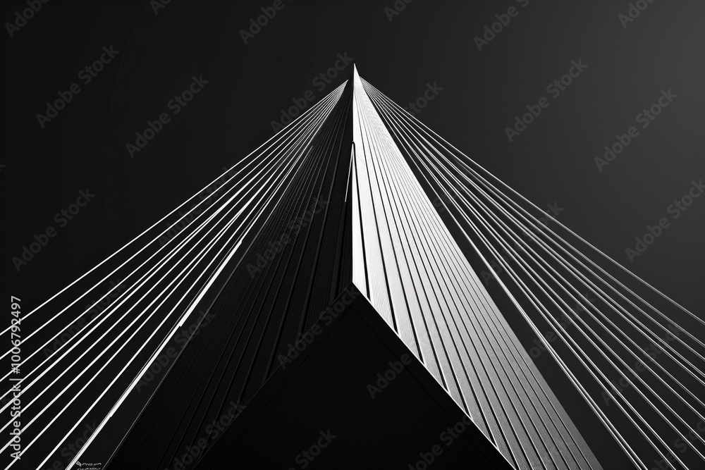 Canvas Prints A classic black and white photograph of a bridge with a simple, yet elegant design