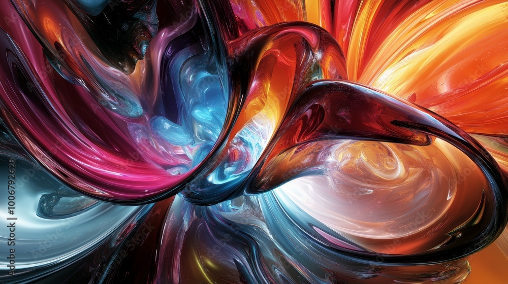 Poster this image features colorful abstract swirls in vivid hues, representing creativity and emotion in a