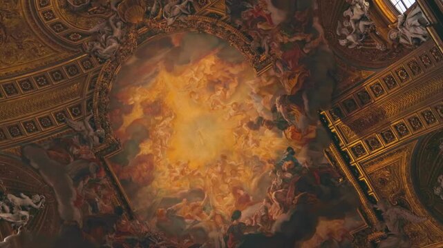 Witness the stunning artistry adorning the vaulted ceilings of The Church of the Gesu