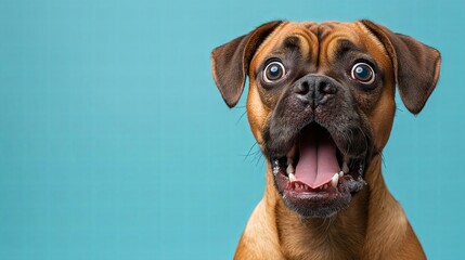 Obraz premium An Excited Dog Looks Up with a Happy Expression that Is Truly Endearing and Joyful, copy space