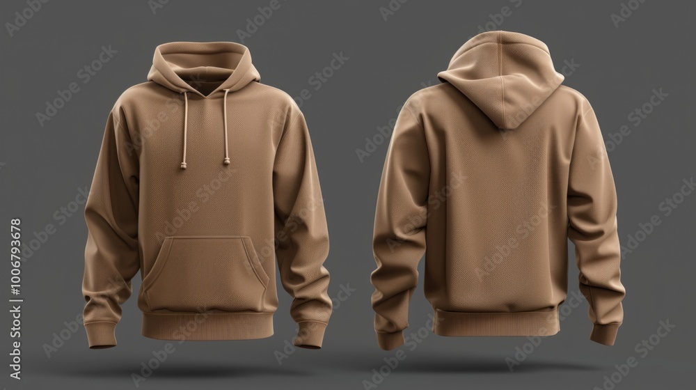 Wall mural Simple design of a brown hoodie on a gray background