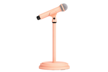 Microphone on stage stand, isolated on white background. transparent background