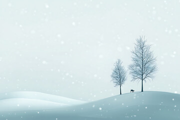 A minimalistic winter background featuring soft hues, snow-covered landscapes, and subtle details that capture the essence of winter's calm