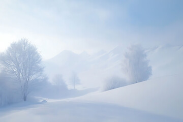 A minimalistic winter background featuring soft hues, snow-covered landscapes, and subtle details that capture the essence of winter's calm