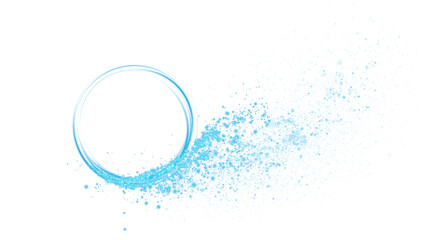 Sparks of dust and blue stars shine with special light. Trace of speed lines. Sparks on transparent background. Christmas light effect. Blue sparkling particles of magic dust. A luminous bokeh that ge