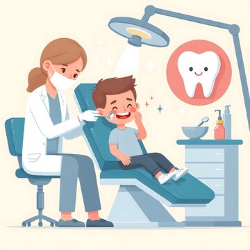 dentist examining boy in dental chair clip art preview