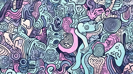 Fototapeta premium Dynamic Abstract Doodle Pattern in Pastel Tones with Cinematic Lighting