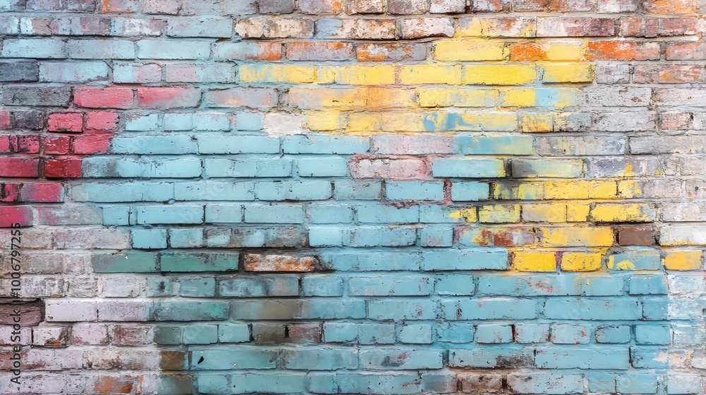 Poster a vibrant graffiti wall displaying an array of colors and abstract forms, blending modern street art