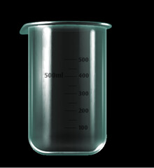 Glass beaker mockup. Realistic laboratory transparent equipment
