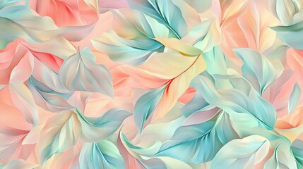 Lush Botanical Seamless Pattern in Digital Painting Style with Cinematic Light and Pastel Background