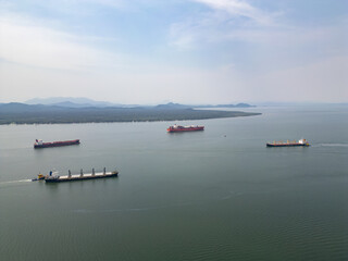 Aerial view of the Port of Paranagu&aacute; in operation on October 1, 2024.