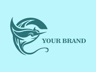 Stingray Logo with Letter C Integration Vector Stingray Logo with Letter C Creative Stingray Logo Design tingray Symbol in Letter C Shape