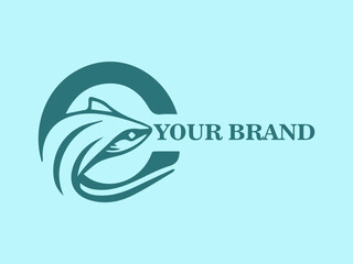 Stingray Logo with Letter C Integration Vector Stingray Logo with Letter C Creative Stingray Logo Design tingray Symbol in Letter C Shape