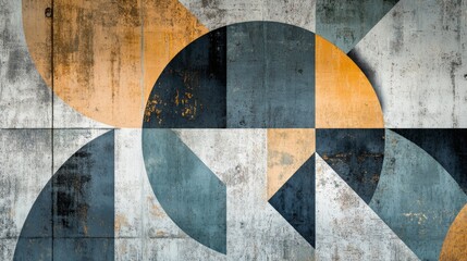 abstract geometric wall art with circular patterns