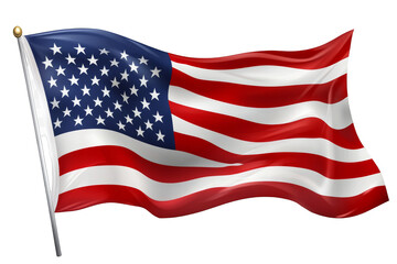 Fototapeta premium Full size waving american flag on transparent background