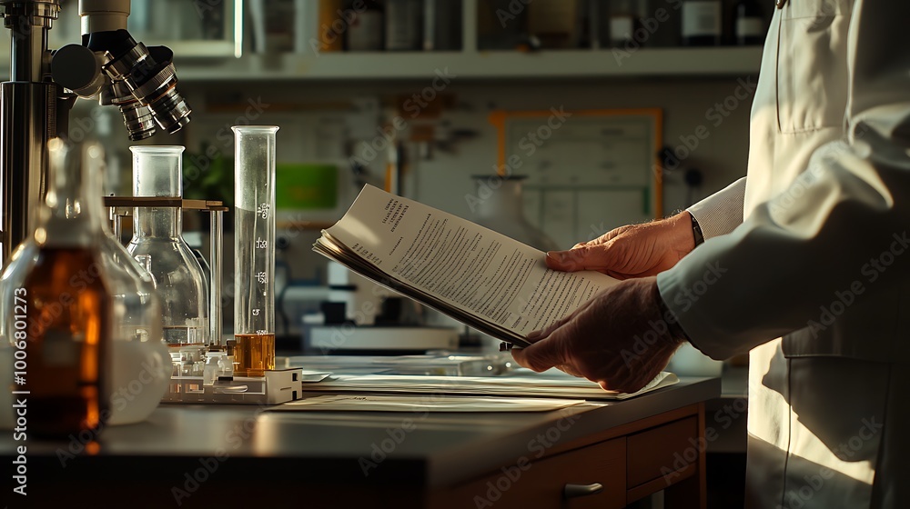 Aufkleber engineers reviewing technical manual together in lab