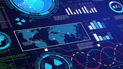 Blue-Toned 4K Futuristic Business Nations Video - Ideal for Technology and Finance Visuals, Perfect for Corporate Presentations, Financial Reports, and High-Tech Business Campaigns