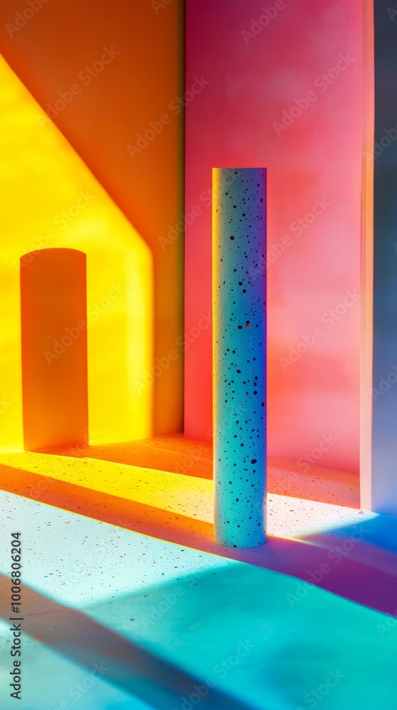 Aufkleber an artistic abstract scene displaying a harmonious blend of bright hues and textures to create a viv