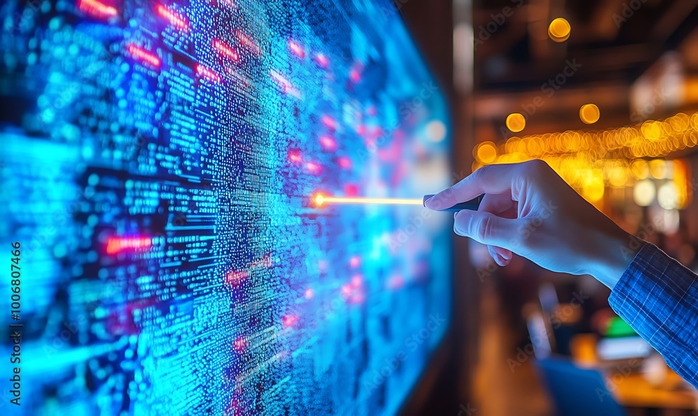 Aufkleber Engineer Highlighting Data Points with Laser Pointer