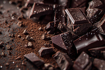 Decadent dark chocolate bar with sea salt crystals a delicious gourmet treat