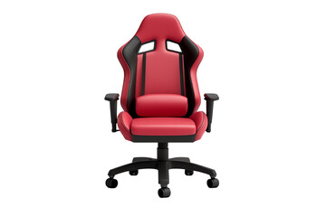Stylish red gaming chair on a white isolated background. transparent background