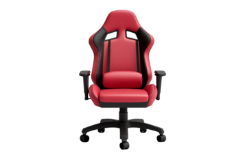 Stylish red gaming chair on a white isolated background. transparent background