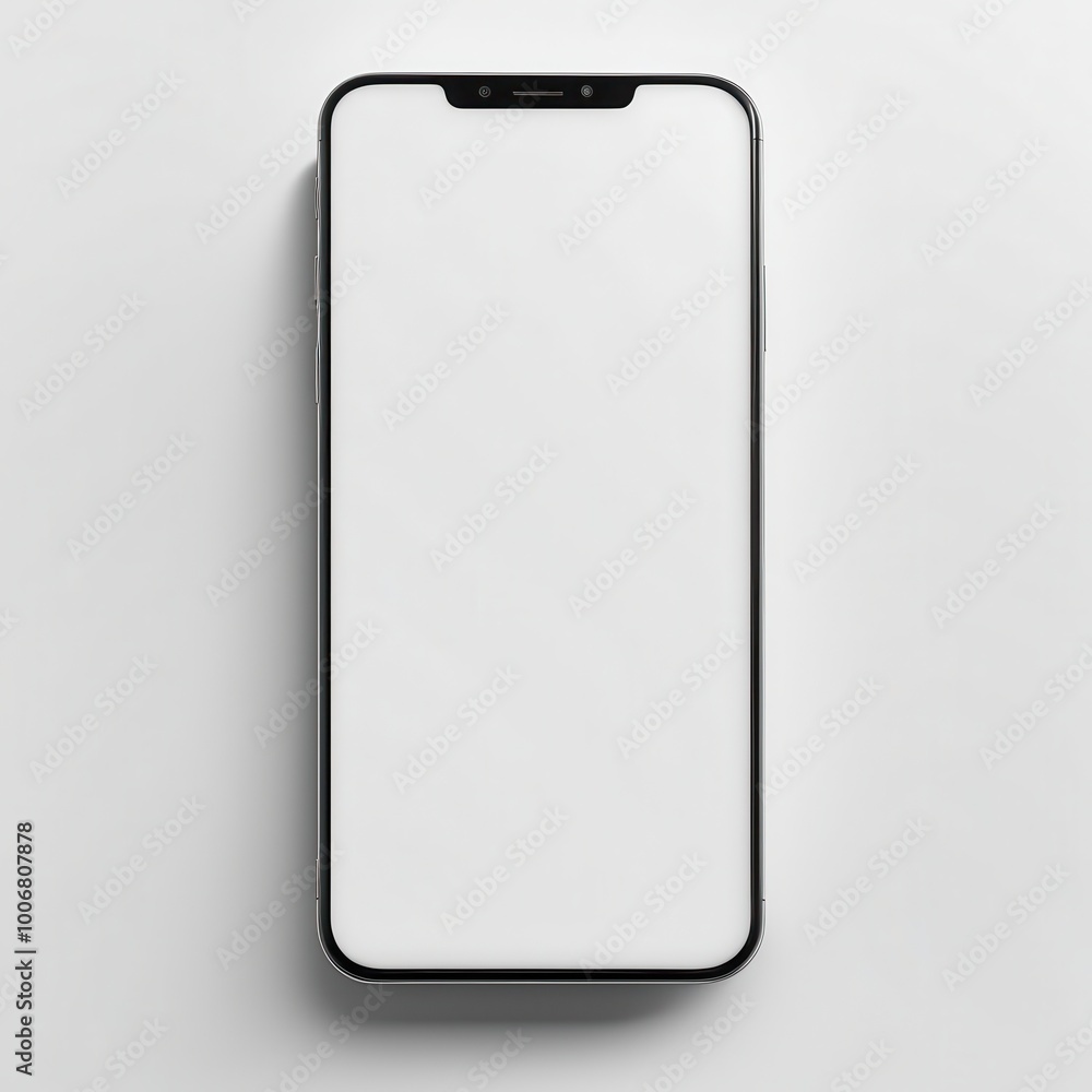 Poster a blank smartphone screen on a minimalist background, ready for app display or design use.