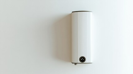 A compact solar-powered water heater panel, placed on a clean white background to emphasize eco-friendly home solutions.