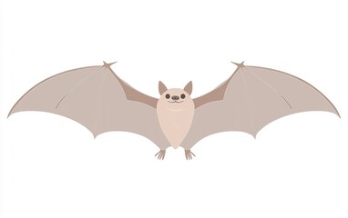 A whimsical illustration of a bat soaring gracefully under a twilight sky, showcasing its wide wingspan and charming features