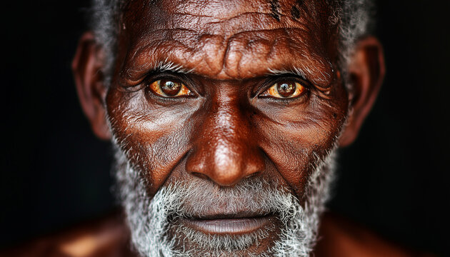 Close-Up Portrait of an Elderly Brazilian Man with Intense Gaze