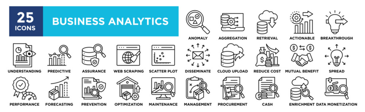 Business Analytics icon collection set. Containing design business, data, information, analytics, technology