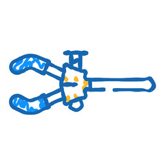 extension clamps chemical glassware lab doodle icon sketch vector. extension clamps chemical glassware lab sign. isolated symbol illustration